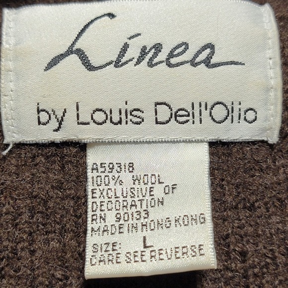Vintage Linea by Louis DellOlio Brown Wool Maple Leaf Sweater Coat Heavyweight - Picture 3 of 5